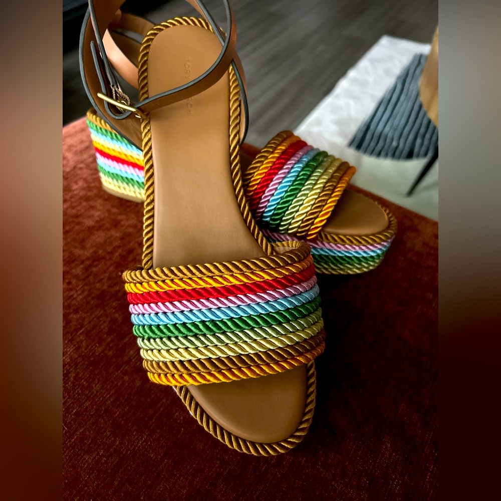 Tory Burch rainbow styled wedge sandal